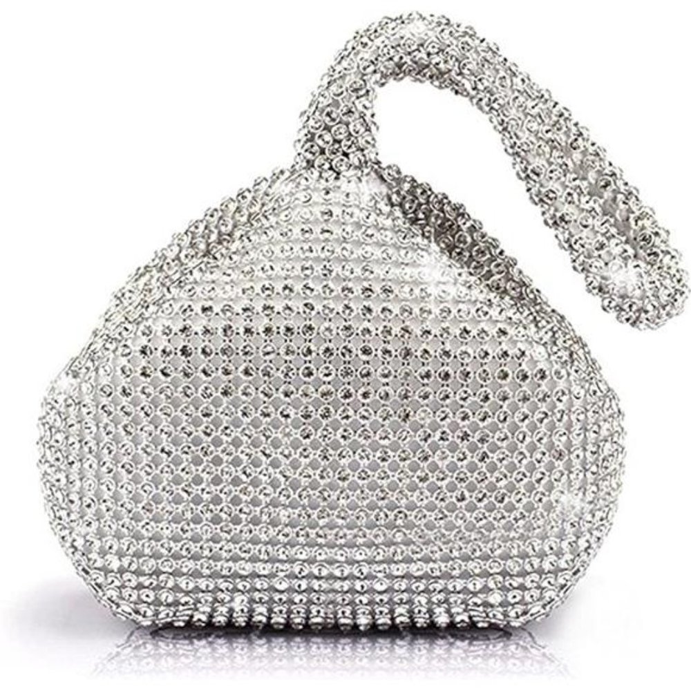 NEW With Tag Women's Triangle Glitter Purse Crown Box Clutch Evening Luxury Bag - Picture 6 of 6